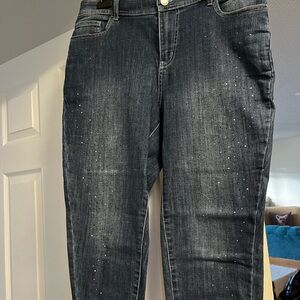 Addition Elle Dark Gray Skinny Jeans with Subtle Rhinestones